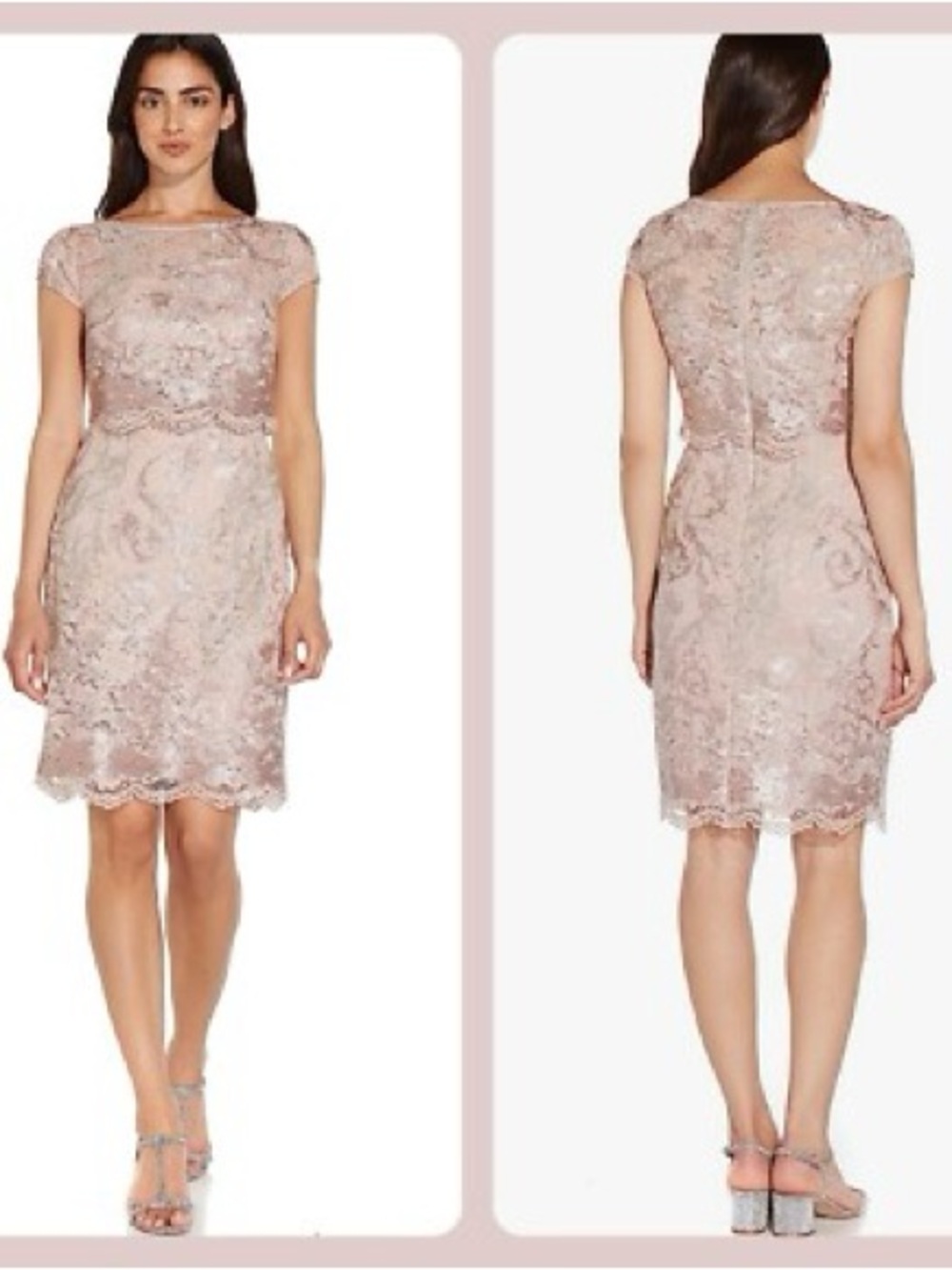 Adrianna Papell Dusty Rose Lace Sheath Dress